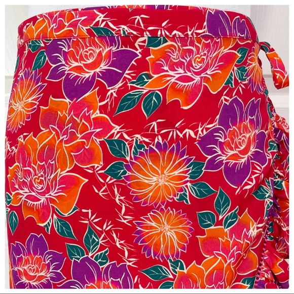 PALOMA BLUE Stevie Ruffled Floral-print Crepe De Chine Wrap Maxi Skirt In Red - Picture 5 of 8